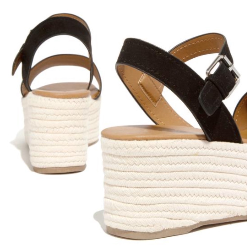 Espadrille Flatform Sandals - Black Suede - Picture 5 of 7